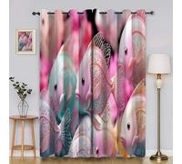 BSYYZQC Cortinas Salon Colores Cortinas Dormitorio Peces BesáNdose Cortinas Opacas 2 Piezas, Cortinas Termicas Aislantes Frio y Calor con Ojales 117x160cm
