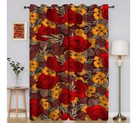 BSYYZQC Cortinas Salon Flor Amarilla Cortinas Dormitorio Rosa Cortinas Opacas 2 Piezas, Cortinas Termicas Aislantes Frio y Calor con Ojales 140x200cm