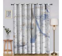 BSYYZQC Cortinas Salon Gatos De Ojos Azules Y Pelaje Blanco Cortinas Dormitorio Nieve Cortinas Opacas 2 Piezas, Cortinas Termicas Aislantes Frio y Calor con Ojales 140x180cm