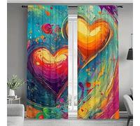 BSYYZQC Cortinas Salon Vistoso Cortinas Dormitorio Amar Cortinas Opacas 2 Piezas, Cortinas Termicas Aislantes Frio y Calor con Ojales 140x220cm
