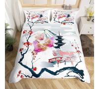 BSYYZQC Funda Nórdica Cama 135 Pechuga De Ciruela Funda de Edredón 200x200 Monte Fuji Juego de Funda Nórdica de Microfibra Suave con Cremallera y 2 Fundas de Almohada 50x75