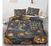 BSYYZQC Funda Nórdica Cama 150 Calabaza Funda de Edredón 240x220 VíSpera De Todos Los Santos Juego de Funda Nórdica de Microfibra Suave con Cremallera y 2 Fundas de Almohada 50x75