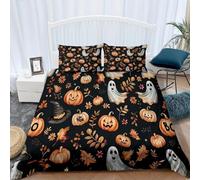 BSYYZQC Funda Nórdica Cama 180 Calabaza Funda de Edredón 260x240 Diablillo Juego de Funda Nórdica de Microfibra Suave con Cremallera y 2 Fundas de Almohada 50x75