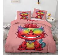 BSYYZQC Funda Nórdica Cama 180 Dinosaurio Funda de Edredón 260x240 Anteojos Juego de Funda Nórdica de Microfibra Suave con Cremallera y 2 Fundas de Almohada 50x75