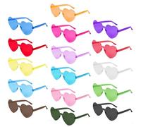 Bszatan 16 Pares de Gafas de Sol en Forma de Corazón, Sin Montura, Lentes Transparentes de Colores Caramelo, Lote para Despedidas de Soltera, Accesorios para Fotomatón