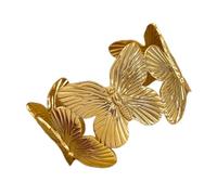 BSZYFQVE Trendy Butterfly Stainless Steel Charm Bracelet for Women Bohemia Gold Color Texture Open Cuff Bangle Boho Summer Jewelry (yellow)