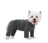 BT Bear Abrigo de invierno para perro, abrigos de forro polar cálido para clima frío, pijama a cuadros para perro, overol para perro, ropa de invierno para perros pequeños y medianos, color negro,