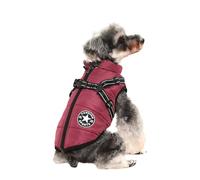 BT Bear Abrigos cálidos para perros, ropa impermeable para perro, chaleco cálido de invierno con arnés para gatos, cachorros, perros pequeños (morado, M)