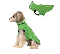 BT Bear Impermeable para perro, ajustable, impermeable, ligera, con tira reflectante, poncho para perros pequeños, verde, talla L