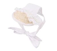 BT Bear Sombrero para perro, sombrero de paja de encaje para perro, gorra de béisbol para mascotas, protección solar para gatos, cachorros, perros pequeños y medianos, color blanco, talla M