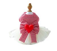 BT Bear Vestido para perro pequeño, falda de cachorro con lazo de amor, tutú de princesa para boda, vestido de encaje para gatos y perros pequeños (rojo, XS)