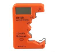 BT189 - Probador de batería ultra pequeño con pantalla digital LCD para baterías de botón AA AAA de 9 V y detección de banco de energía, naranja/negro/gris (naranja)