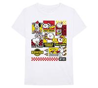 BT21 BTS Kpop Camiseta de manga corta unisex de algodón con cuello redondo, Bite Fast Food Blanco, Medium