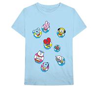 BT21 BTS Kpop - Camiseta unisex de algodón con cuello redondo y manga corta (Bon Voyage azul claro, L), Bon Voyage Azul Claro