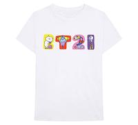 BT21 BTS Kpop Camiseta unisex de algodón con cuello redondo y manga corta (letras garabateadas blancas, talla grande)
