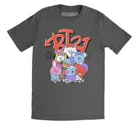 BT21 BTS Kpop - Camiseta unisex de algodón con cuello redondo y manga corta (Street Mood, gris carbón, XL), Gris Carbón, XL