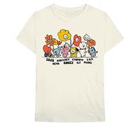 BT21 Camiseta oficial BTS Hero Badges K-Pop Koya Rj Shooky oficial, unisex, color gris, Flores hippie naturales, S