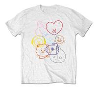Bt21 - T-Shirt # L Unisex White # Faces