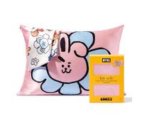 BT21 x Kitsch - Funda de Almohada de satén con Cierre de Cremallera, más Suave Que Las Fundas de Almohada de Seda de Morera, tamaño estándar, 1 Paquete, Fundas de Almohada Suaves para el Cabello,