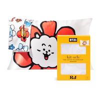 BT21 x Kitsch - Funda de Almohada de satén con Cierre de Cremallera, más Suave Que Las Fundas de Almohada de Seda de Morera, tamaño estándar, 1 Paquete, Fundas de Almohada Suaves para el Cabello,
