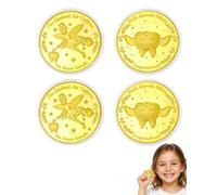 BTACGWP 4 Monedas de Oro de la Hada de los Dientes Recompensa para Dientes de Leche Regalo para Niños y Niñas Tradición del Ratoncito Pérez