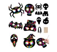 BTACGWP 6 máscaras rasca y decora de Halloween, 6 diseños, set decorativo creativo ideal para Halloween y fiestas temáticas
