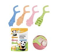 BTACGWP Hilo dental infantil, 80 piezas, con mangos y diseños de animales, limpia entre los dientes y mejora la experiencia de uso del hilo dental.