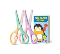 BTACGWP Kit Tijeras Seguridad Niños, 2 Piezas + 1 Libro Corte | Hojas Romas Seguras Aprende a Recortar | Desarrolla Motricidad Fina Coord. Ojo-Mano Manualidades 2 3 4 Años