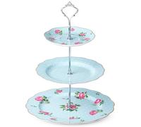 BTaT- Soporte de postre de 3 niveles, soporte de té de la tarde, torre de postre de porcelana, soporte para sándwich de té de 3 niveles, soporte de plato escalonado, bandeja de fiesta de té de 3