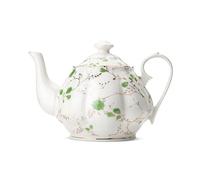 BTaT- Tetera floral, 38 onzas, color blanco con rosas verdes y borde dorado, tetera de porcelana de cerámica, apta para lavavajillas