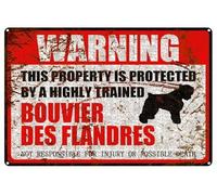 Btbaspa Bouvier Des Flandres Cartel metálico de aluminio con texto en inglés "This Property is Protected by Highly Trained", 12 x 16 pulgadas