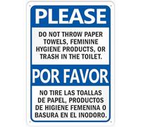 Btbaspa Letrero de metal para exteriores, con texto en inglés "Please Do Not Throw Paper Towels Feminine Hygiene Products Or Trash in the Toilet - Letreros de 30.5 x 40.6 cm para negocios, lugar de