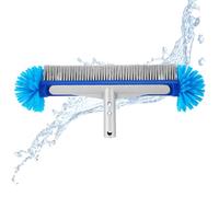 BTBHIHO Cepillo de piscina de 17 pulgadas para limpiar paredes de piscina, 1 cepillo de limpieza de aleación de aluminio, aspiradora manual para piscina, no con barra telescópica, azul