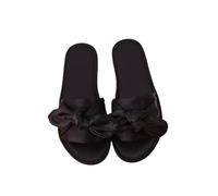 BTCHING Zapatillas novia Zapatillas Para Novios Zapatillas De Fiesta En Casa Pareja Zapatos Planos De Boda Para Mujeres Zapatillas De Regalo Para Mujeres-mujeres Negras Satén-41-42