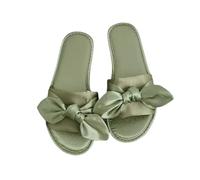 BTCHING Zapatillas novia Zapatillas Para Novios Zapatillas De Fiesta En Casa Pareja Zapatos Planos De Boda Para Mujeres Zapatillas De Regalo Para Mujeres-mujeres Verdes Satén-37-38