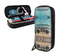 BTCOWZRV Estuche para lápices de gran capacidad, estuche estético para bolígrafos, organizador de papelería de oficina, soporte de cuero, soporte vintage para pared de radio, boombox, bolsas de