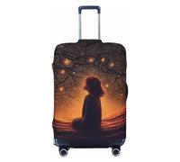 BTCOWZRV Funda de equipaje con estampado de estrellas de niña mirando hacia arriba por la noche, a prueba de polvo, funda elástica para maleta, protector de equipaje de viaje, fundas de equipaje para
