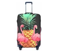 BTCOWZRV Funda de equipaje con estampado de piña y flamencos, a prueba de polvo, funda elástica para equipaje de viaje, funda protectora de maleta, fundas de equipaje de 18 a 32 pulgadas, Black, L