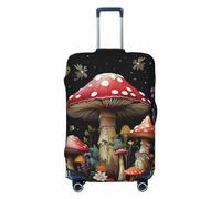 BTCOWZRV Funda de equipaje con estampado de setas y mariposas, a prueba de polvo, funda elástica para equipaje de viaje, protector de maleta, fundas de equipaje de 18 a 32 pulgadas, Negro, Small