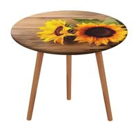 BTCOWZRV Mantel de girasol sobre madera, impermeable, a prueba de aceite, para mesas de 40 a 51 pulgadas, mantel elástico de cocina, mantel redondo sin arrugas, para fiestas, bodas, comedor, banquetes