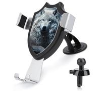 BTCOWZRV Wolf Sitting in The Snow - Soporte para teléfono de coche [ventosa y clip más fuertes mejorados] Soporte para teléfono celular para salpicadero, parabrisas y pared, soporte universal manos