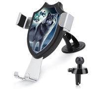 BTCOWZRV Wolf Under Moon - Soporte para teléfono de coche [ventosa y clip más fuertes mejorados] Soporte para teléfono celular para salpicadero, parabrisas y pared, soporte universal manos libres para