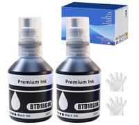 BTD180 BTD-180 Tinta Compatible con Brother BTD 180 Cartucho de Tinta Multipack para DCP-T780DW DCP-T580DW DCP-T583DW / DCPT780DW DCPT580DW DCPT583DW Drucker (Negro x 2)