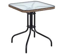 BTEXPERT Borde cuadrado de cristal templado para restaurante para interiores y exteriores, 28 pulgadas, una mesa cuadrada de ratán, transparente/marrón