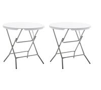 BTEXPERT Juego de 2 mesas de comedor de plástico plegables de plástico para bodas, fiestas, eventos, hogar, cocina al aire libre, 32 pulgadas, redondas, 30 pulgadas de altura, color blanco