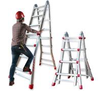 BTF Escalera Telescópica Plegable Articulada 4x4 | Extensible hasta 3,73 Metros, Altura en Tijera de 1,83 Metros | Certificada EN131 | Capac. Máx. 150kg