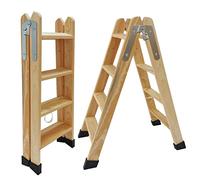 BTF® Escaleras Tijera de Madera Pino Doble Subida Certificadas. Ideal para Profesionales Pintor, Escayolista, Electricista o hasta para su hogar! 4+4 Peldaños, H.96 cm. Ref. BTF-MDP004
