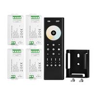 BTF-LIGHTING 5050SMD FCOB COB CCT RF Remoto RC02RFB &4PCS C02RF Tuya LED Controlador Kit 4 Zonas RF 2.4GHz Control Remoto Inalámbrico Grupo PWM CCT(+ CW WW) 3pin Doble Blanco LED Tira DC5V DC12V DC24V