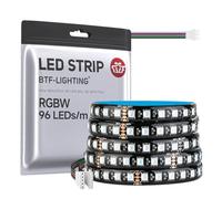BTF-LIGHTING 5050SMD RGBW 4IN1 Tira LED regulable RGB+Blanco Cálido(2700K-3000K) 24V 5M 96LEDs/m PCB Negro IP65 Impermeable Dream Color para Decoración de Habitación, Cocina, Salón(Solo Tira)