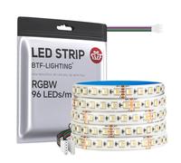 BTF-LIGHTING 5050SMD RGBW 4IN1 Tira LED regulable RGB+Blanco Cálido(2700K-3000K) 24V 5M 96LEDs/m PCB Blanco IP65 Impermeable Dream Color para Decoración de Habitación, Cocina, Salón(Solo Tira)